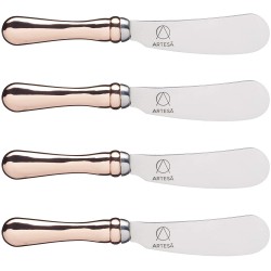 Artesa Cutlery Butter Knife Set, 4-Piece Butter Knives with Rose Gold Effect Handles, Stainless Steel, Set of 4