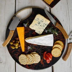 Artesà Round Serving Board with Tortoise Shell Resin Finish