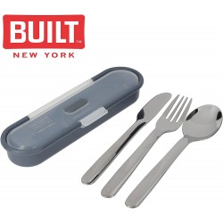 Built Travel Cutlery Set in Case, 18/8 Stainless Steel Spoon, Knife and Fork