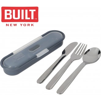 Built Travel Cutlery Set in Case, 18/8 Stainless Steel Spoon, Knife and Fork