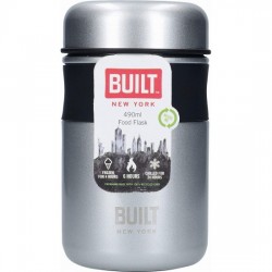 BUILT Double Wall Vacuum Insulated Flask for Hot and Cold Foods, 490 ml, Silver