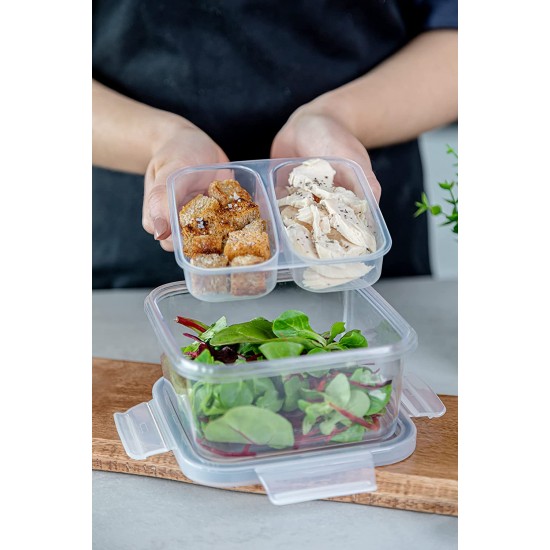 Glass Meal Prep, Food Storage Containers, with Sustainable Bamboo Lids, Food Dividers Separators