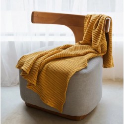 Ariika Honey Comb Throw Blanket (140 x 180 cm), Mustard - 100% Egyptian Cotton