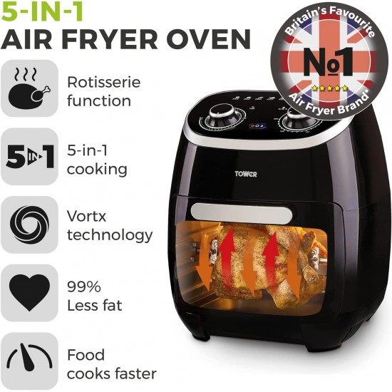 Shop quality Tower Xpress 5-in-1 Air Fryer Oven with Rapid Air Circulation, Manual Control and 60 Minute Timer, 11 Litre, Black in Kenya from vituzote.com Shop in-store or online and get countrywide delivery!