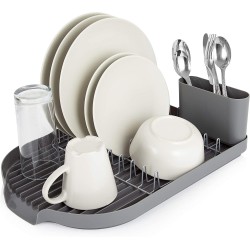 Tower Compact Dishrack with Cutlery Holder, Grey