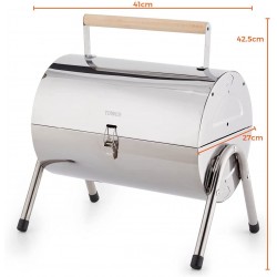 Tower, Stainless Steel  Stealth Portable Charcoal BBQ with Wooden Carry Handle