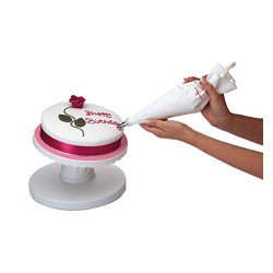 Kitchen Craft 24 cm Sweetly Does it Tilting Display Boxed Cake Decorating Turntable, White