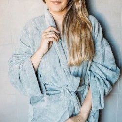 Ariika Egyptian 100% Cotton Bathrobe, Grey - Large