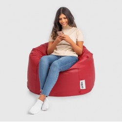 Ariika Big Buff Buff Standard Jeans & Leather Bean Bag, Burgundy