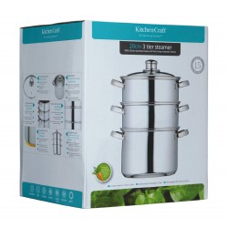 Kitchen Craft Stainless Steel Clear View 3-tier Steamer