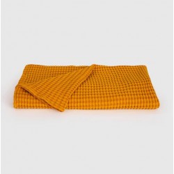 Ariika Honey Comb Throw Blanket (140 x 180 cm), Mustard - 100% Egyptian Cotton