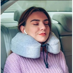 Ariika High Neck Memory Foam Travel Pillow, Grey