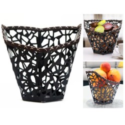 Zuri Coffee Pod Holder/Fruit ~Basket, Hand-Stitched Leather Rim-Black 
