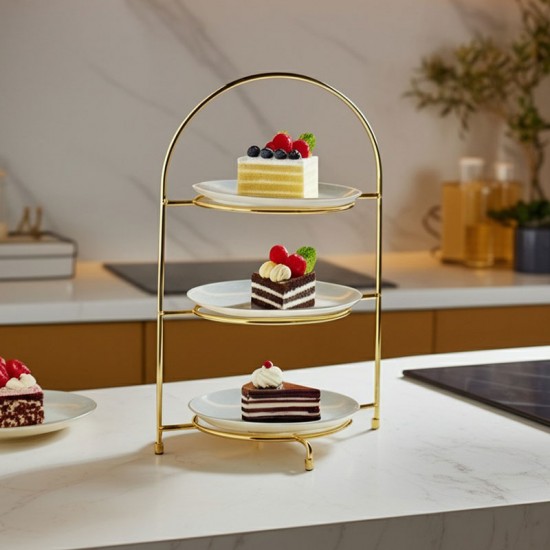  Utopia Gold 3 Tier Plate Stand 16.5" (42cm)