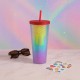 Gleamy Studded Double-Walled Tumbler with Lid and Straw -  Gradient, 710ml