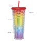 Gleamy Studded Double-Walled Tumbler with Lid and Straw -  Gradient, 710ml