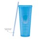 Gleamy Studded Double-Walled Tumbler with  Lid and Straw - Iridescent Blue  