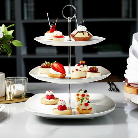 Utopia Titan Square 3 Tiered Porcelain Plate Stand Utopia Titan Square 3 Tiered Porcelain Plate Stand