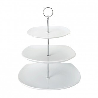 Utopia Titan Square 3 Tiered Porcelain Plate Stand