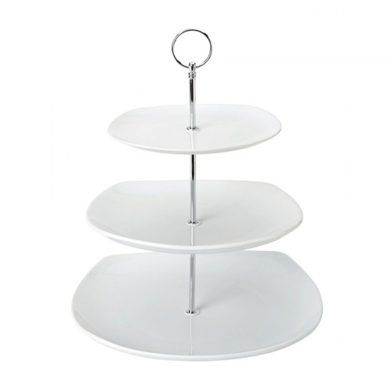 Utopia Titan Square 3 Tiered Porcelain Plate Stand Utopia Titan Square 3 Tiered Porcelain Plate Stand