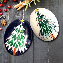Undugu Soapstone Handcrafted Christmas Tree Pebbles-1 Piece, Assorted