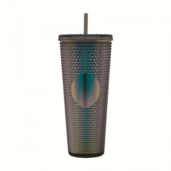 Gleamy Studded Double-Walled Tumbler with Lid and Straw - Iridescent Midnight Black, 710 ml Gleamy Studded Double-Walled Tumbler with Lid and Straw - Iridescent Midnight Black, 710 ml