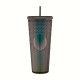 Gleamy Studded Double-Walled Tumbler with Lid and Straw - Iridescent Midnight Black, 710 ml Gleamy Studded Double-Walled Tumbler with Lid and Straw - Iridescent Midnight Black, 710 ml