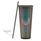 Gleamy Studded Double-Walled Tumbler with Lid and Straw - Iridescent Midnight Black, 710 ml Gleamy Studded Double-Walled Tumbler with Lid and Straw - Iridescent Midnight Black, 710 ml