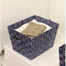 Home Basics Woven Bin Strap Blue Stripe, Medium
