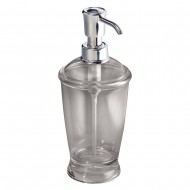 InterDesign Franklin Soap and Lotion Dispenser Pump, for Kitchen or Bathroom Countertops - Smoke/Chrome