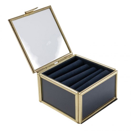 Shop quality Candlelight Metal Frame Glass Jewellery Box With Navy Fabric Lining, 8x8x5cm in Kenya from vituzote.com Shop in-store or online and get countrywide delivery!