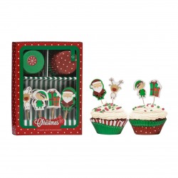 Premier Christmas Cupcake Cases and Toppers Set ( 24 Cupcake cases & 24 Toppers)