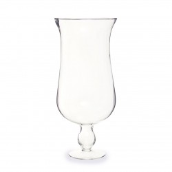 Premier Ambra Clear Glass Fluted Vase with Footed Base, 50cm Height