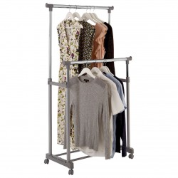 Premier Clothes Hanging Double Rail With Wheels