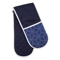 Premier Modern Retro White/ Blue Single Oven Glove, 100% cotton & Heat resistant