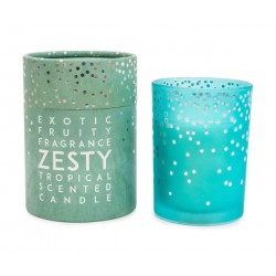 Candlelight Zesty Frosted Glass Wax Filled Pot Candle in Gift Box Pineapple Scent, 220 grams