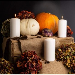 Candlelight Luxury White Pillar Candle, 15cm Tall  ( 60cm burn time)