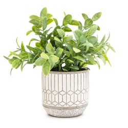 Candlelight Mosaic Leaves in Cement Pot Grey, 22.5cm