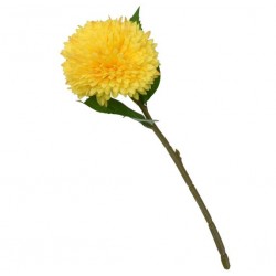 Candlelight Single Stem Faux Chrysanthemum Yellow, 42cm Tall