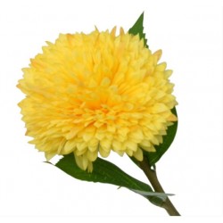 Candlelight Single Stem Faux Chrysanthemum Yellow, 42cm Tall