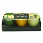 Candlelight Bali Whirl Set of 3 Mini Votives Candles in Gift Box Wild Cherry Scent 