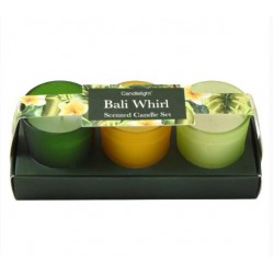 Candlelight Bali Whirl Set of 3 Mini Votives Candles in Gift Box Wild Cherry Scent 