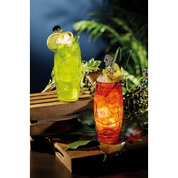 BarCraft Tiki Cocktail Glasses, 600 ml (1 Pint) - Red and Green (Set of 2)