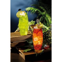 BarCraft Tiki Cocktail Glasses, 600 ml (1 Pint) - Red and Green (Set of 2)