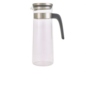 Neville Genware Glass Water Jug With Stainless Steel Lid, 1.5 Litres