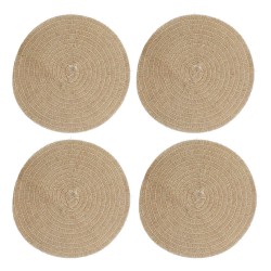 Creative Tops Set of 4 Jute Placemats, Natural Hessian Round Table Mats, 41cm