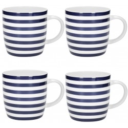 Kitchen Craft Barrel Mug Set, Nautical Stripe Design, Set of 4