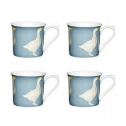 Kitchen Craft Fluted Mug Set, Geese Design, Set of 4