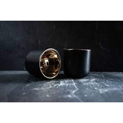 La Cafetière Insulated Ceramic Coffee Mugs, Black / Gold, 110ml, 2-Cup Set
