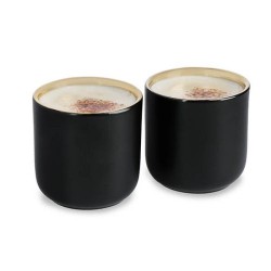 La Cafetière Insulated Ceramic Coffee Mugs, Black / Gold, 110ml, 2-Cup Set